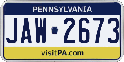 PA license plate JAW2673