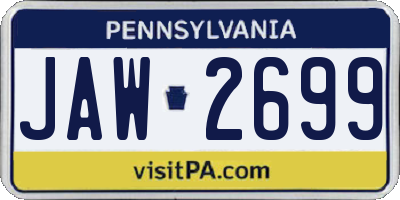 PA license plate JAW2699
