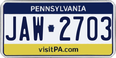 PA license plate JAW2703