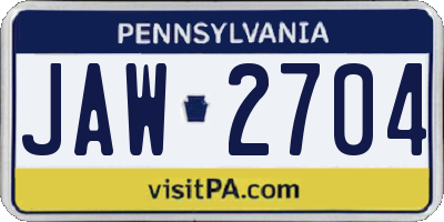 PA license plate JAW2704