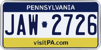 PA license plate JAW2726