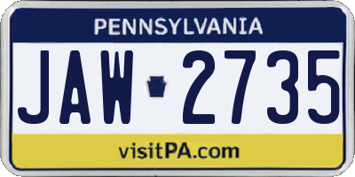 PA license plate JAW2735