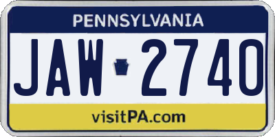 PA license plate JAW2740