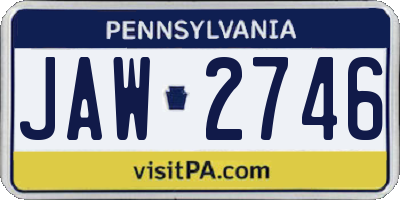 PA license plate JAW2746