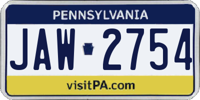 PA license plate JAW2754