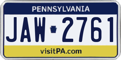 PA license plate JAW2761