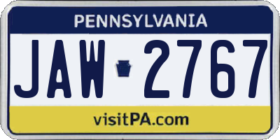 PA license plate JAW2767