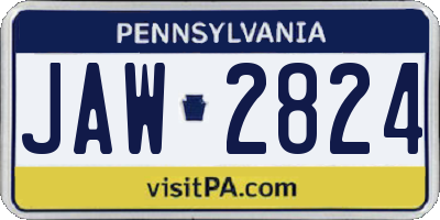 PA license plate JAW2824
