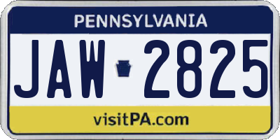 PA license plate JAW2825