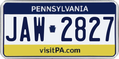 PA license plate JAW2827