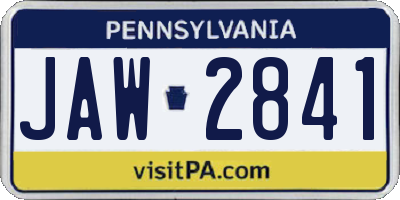 PA license plate JAW2841