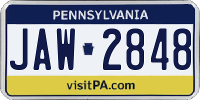 PA license plate JAW2848