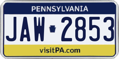 PA license plate JAW2853