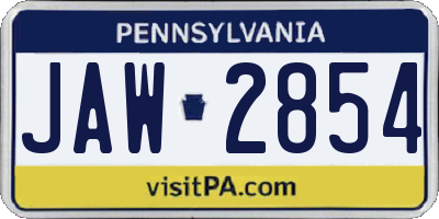 PA license plate JAW2854