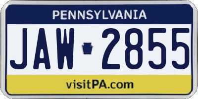 PA license plate JAW2855