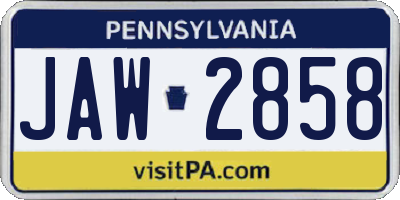 PA license plate JAW2858