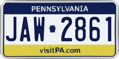 PA license plate JAW2861