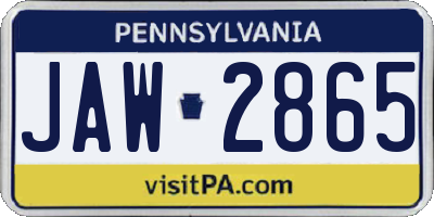 PA license plate JAW2865