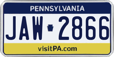PA license plate JAW2866