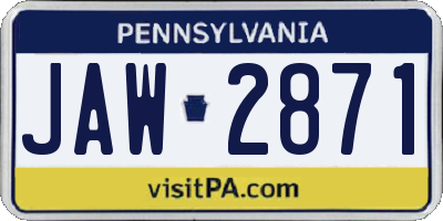 PA license plate JAW2871