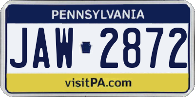 PA license plate JAW2872