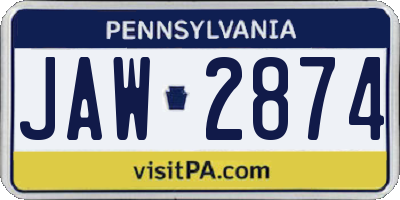 PA license plate JAW2874
