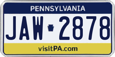 PA license plate JAW2878
