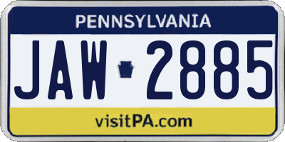 PA license plate JAW2885