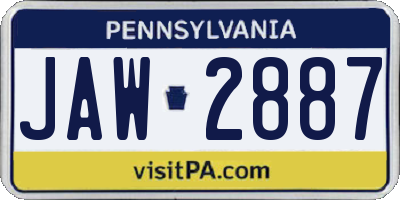PA license plate JAW2887