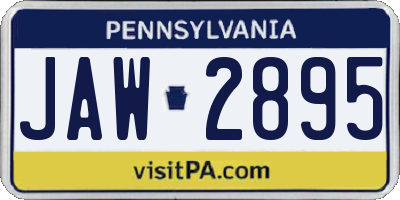 PA license plate JAW2895