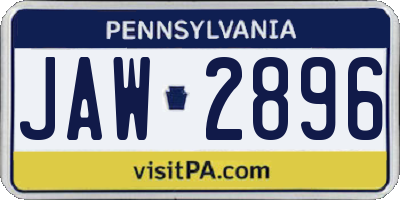 PA license plate JAW2896