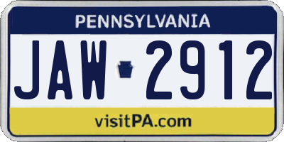 PA license plate JAW2912