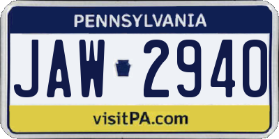 PA license plate JAW2940