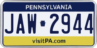 PA license plate JAW2944