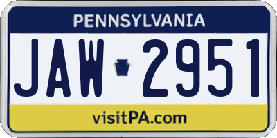 PA license plate JAW2951