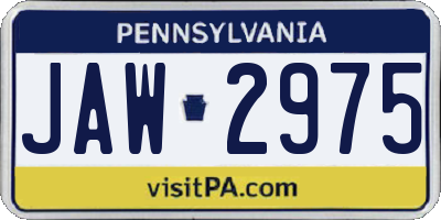 PA license plate JAW2975
