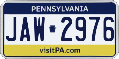PA license plate JAW2976