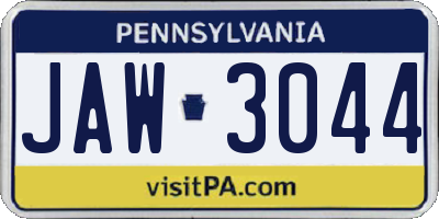 PA license plate JAW3044