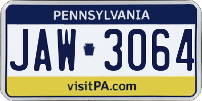 PA license plate JAW3064