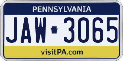 PA license plate JAW3065