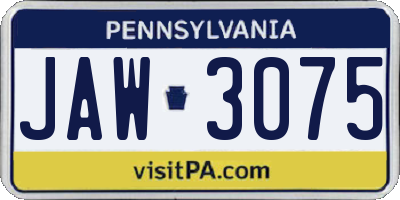 PA license plate JAW3075