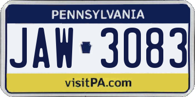 PA license plate JAW3083