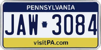 PA license plate JAW3084