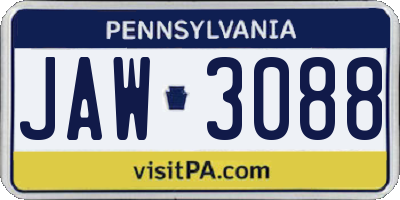 PA license plate JAW3088