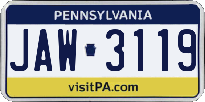 PA license plate JAW3119