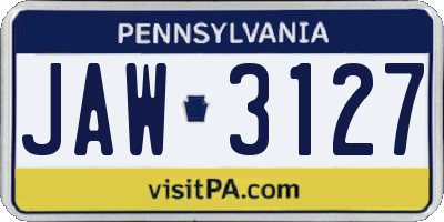 PA license plate JAW3127