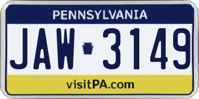 PA license plate JAW3149