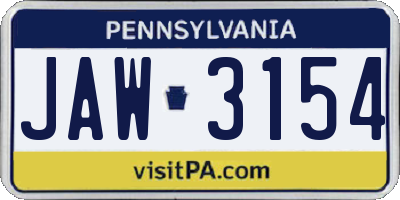 PA license plate JAW3154