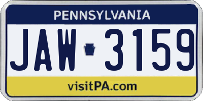 PA license plate JAW3159