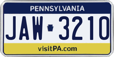 PA license plate JAW3210